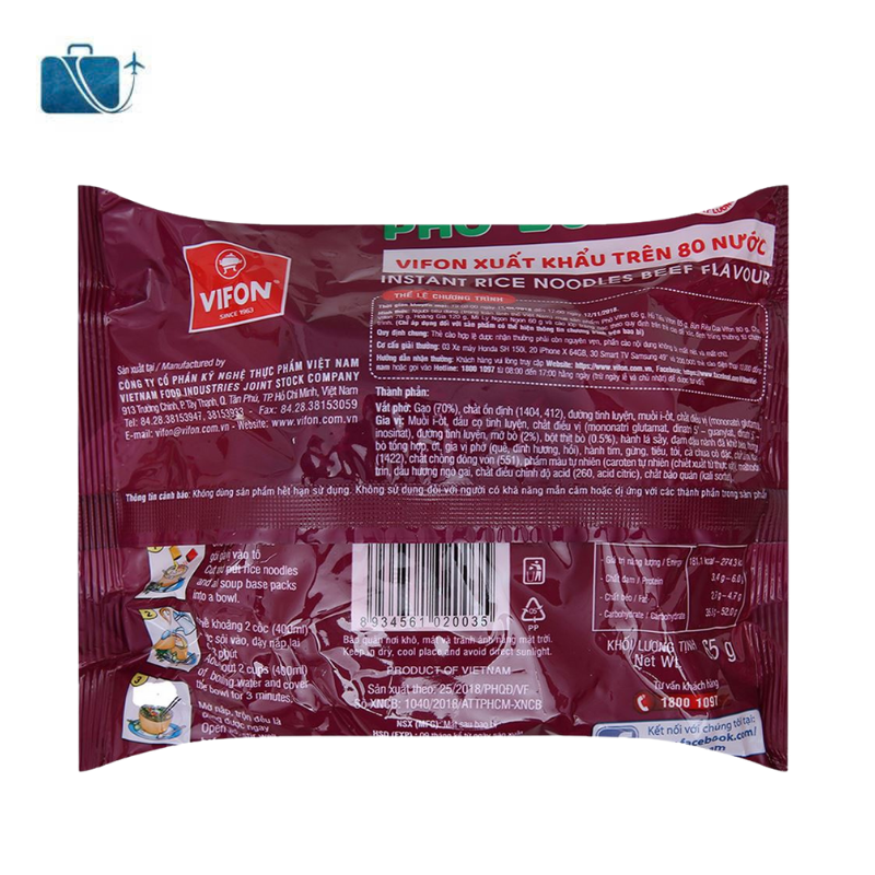 Thùng 30 Gói Phở Bò Ăn Liền Vifon 65g 3