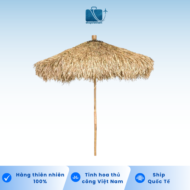 Mái Ô Dù Cỏ Bàng Trang Trí Quán, Sân Vườn - Size 2m1