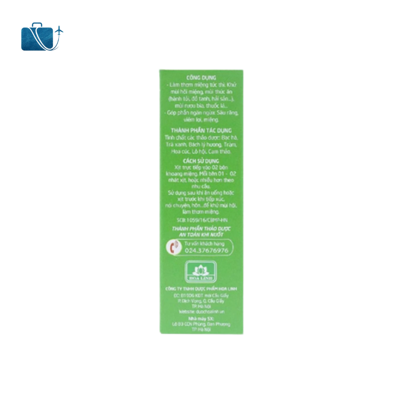 Xịt Thơm Miệng Thảo Dược Greelux Fresh Mint Hoa Linh 12ml 2