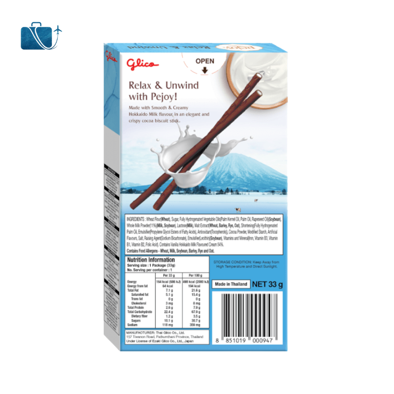 Bánh que Glico Pejoy kem Vanilla Sữa Hokkaido hộp 33g 2