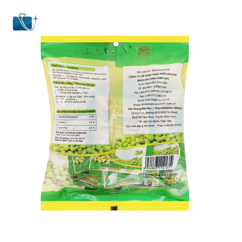 Bột đậu xanh hạt sen không đường Bích Chi bịch 300g 2