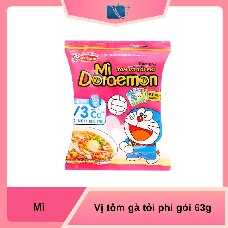 Mì Doraemon Tôm Gà Tỏi Phi Gói 63g