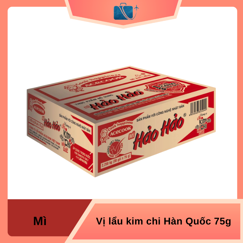 Thùng 30 Gói Mì Hảo Hảo Hương Vị Lẩu Kim Chi Hàn Quốc 75g