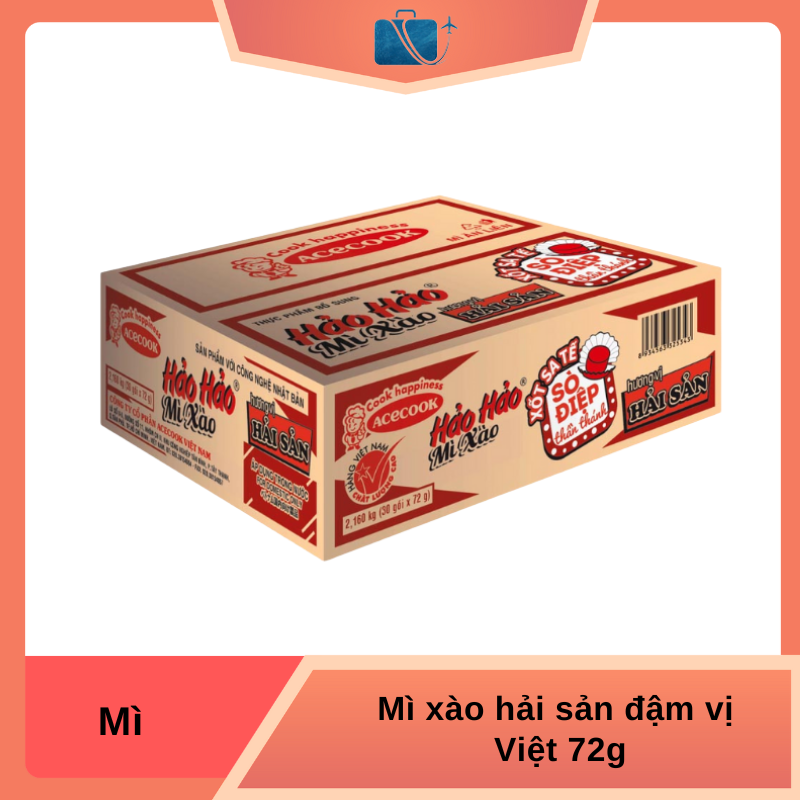 Thùng 30 Gói Mì Xào Hảo Hảo Hải Sản Đậm Vị Việt 72g