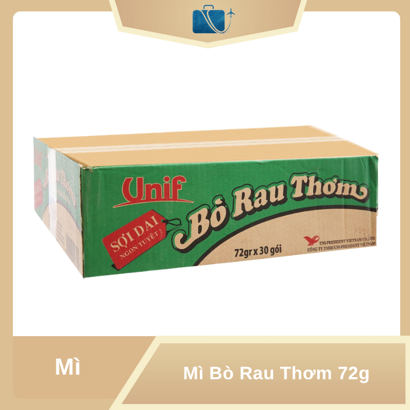 Thùng 30 Gói Mì Unif Bò Rau Thơm 72g