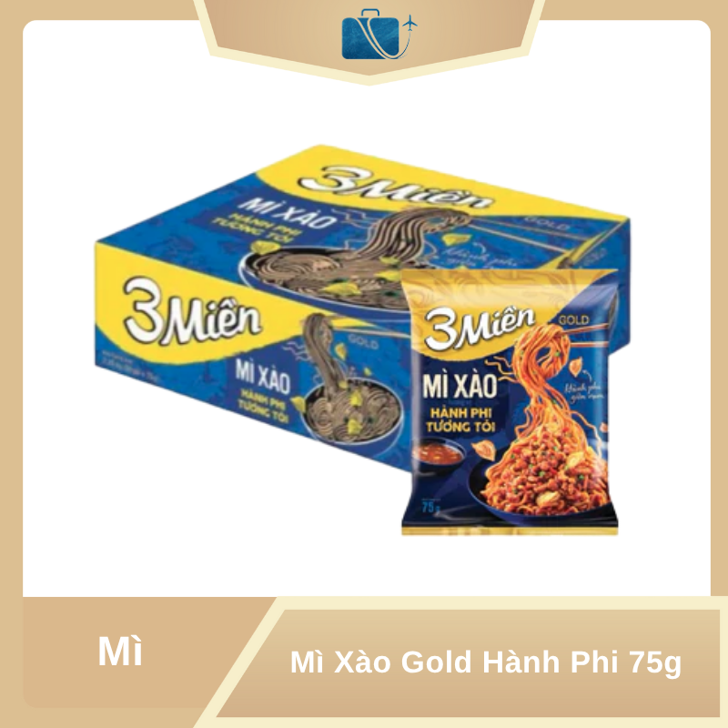 Thùng 30 Gói Mì Xào 3 Miền Gold Hành Phi 75g