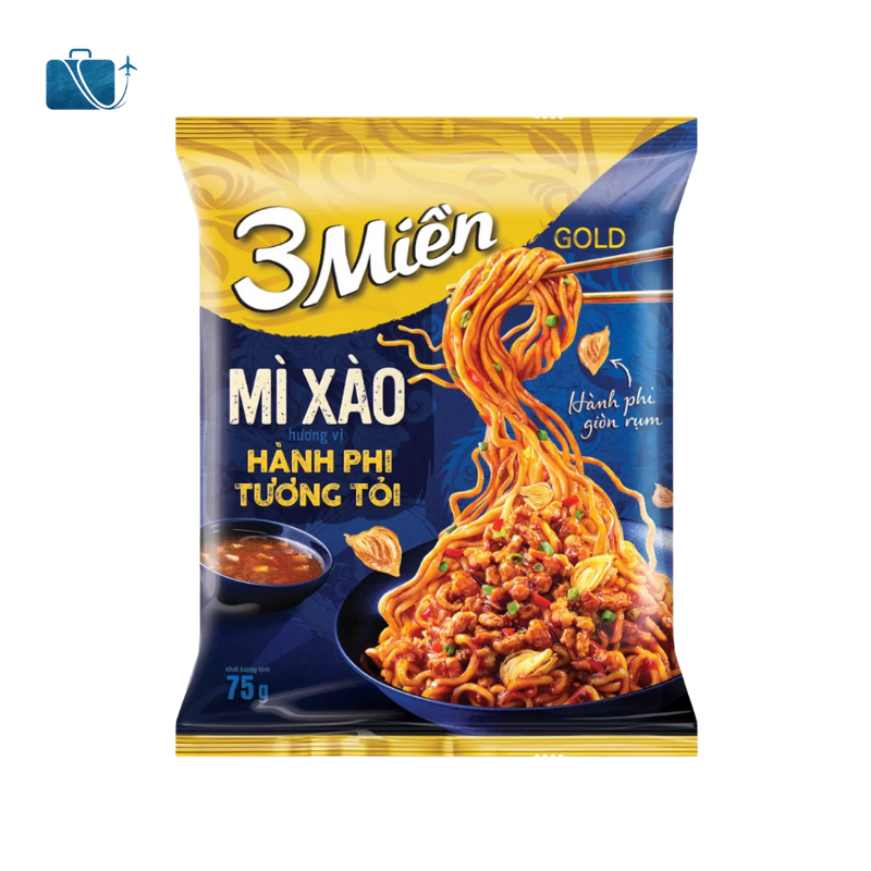 Thùng 30 Gói Mì Xào 3 Miền Gold Hành Phi 75g 2