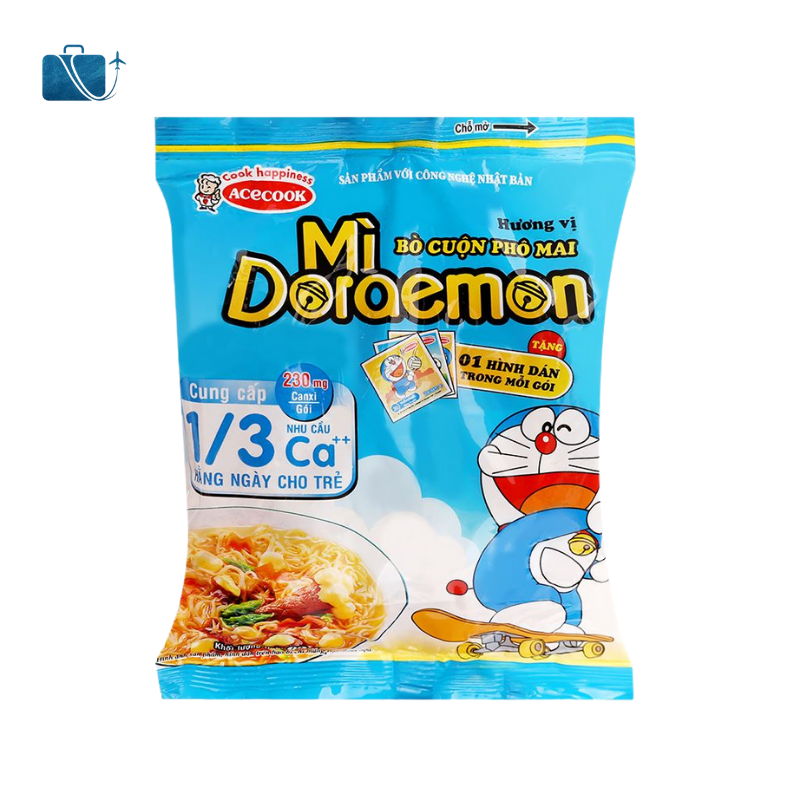 Thùng 30 Gói Mì Doraemon Bò Cuộn Phô Mai 62g 2