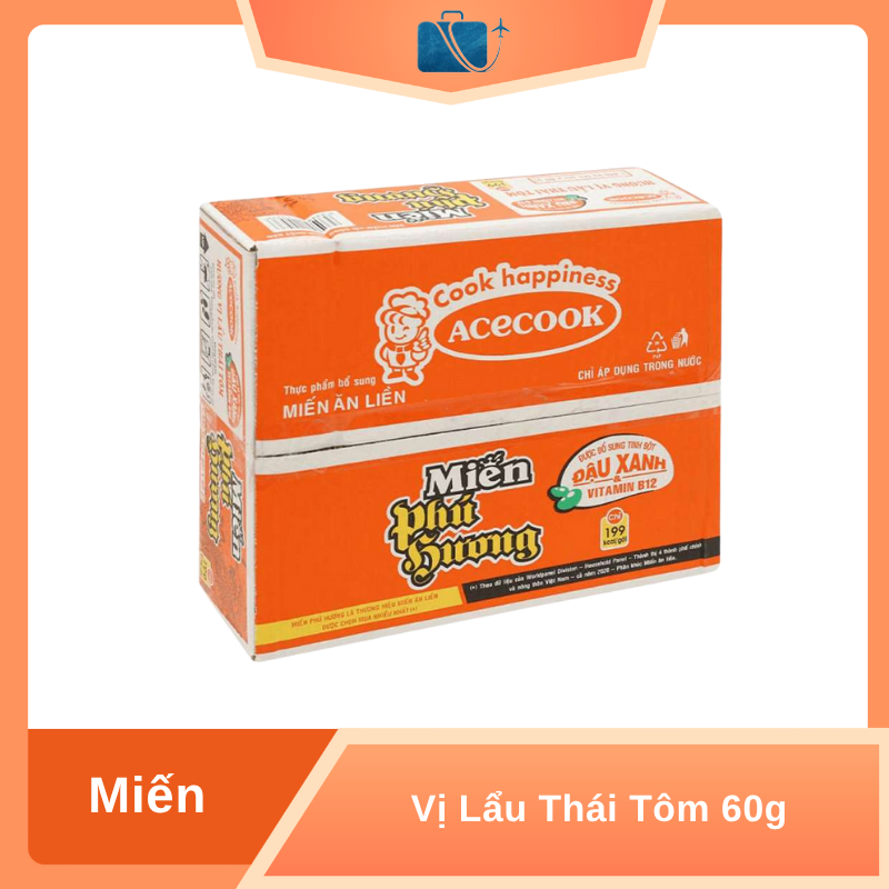 Thùng 24 Gói Miến Phú Hương Lẩu Thái Tôm 60g