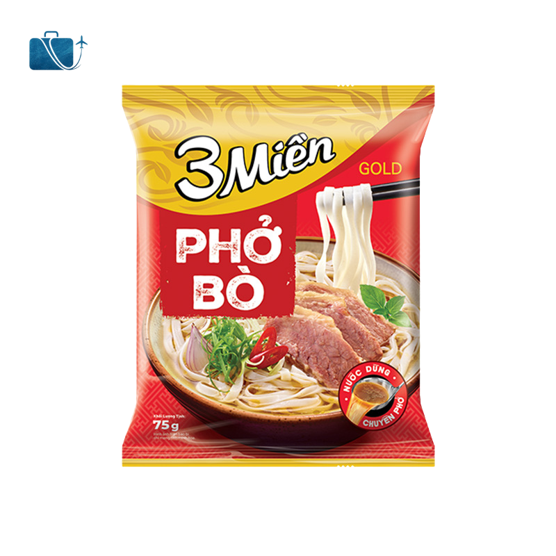 Thùng 30 Gói Phở Bò 3 Miền Gold 75g 2