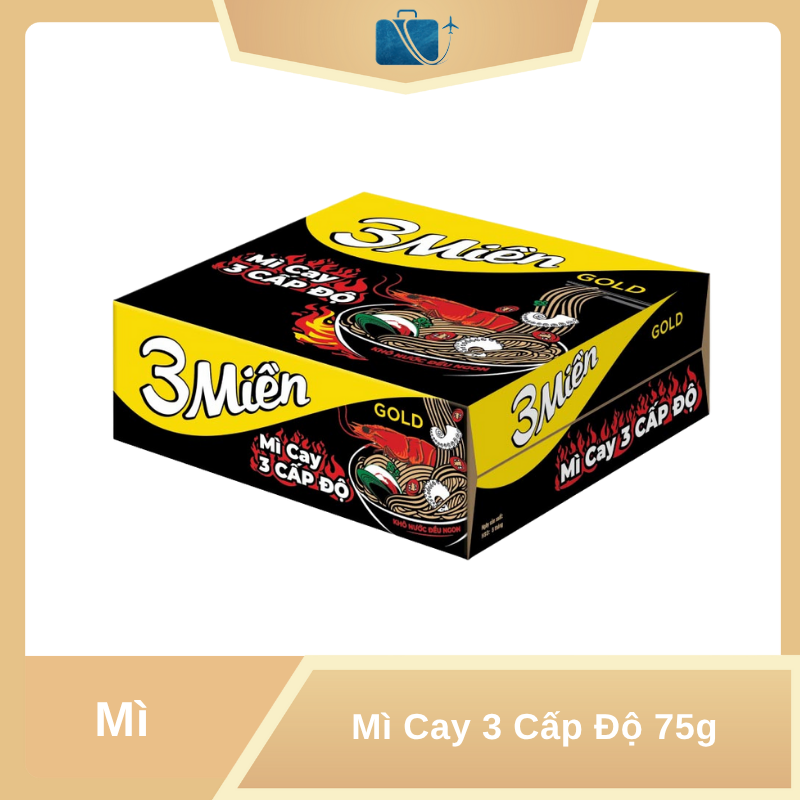 Thùng 30 Gói Mì 3 Miền Gold Cay 3 Cấp Độ 75g