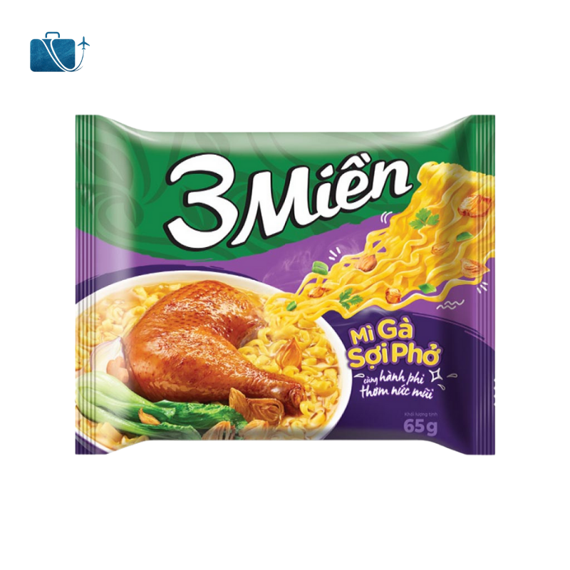 Thùng 30 Gói Mì 3 Miền Gà Sợi Phở 65g 2