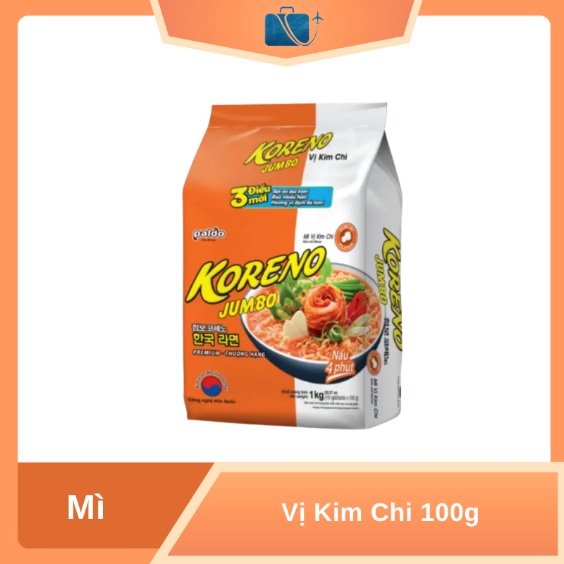 Túi 10 Gói Mì Koreno Jumbo Vị Kim Chi 100g