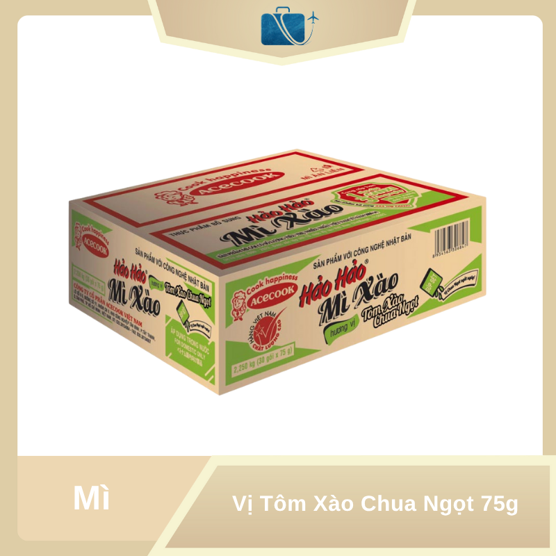 Thùng 30 Gói Mì Xào Hảo Hảo Tôm Xào Chua Ngọt 75g