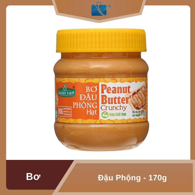 Bơ Đậu Phộng Hạt Golden Farm Hũ 170g