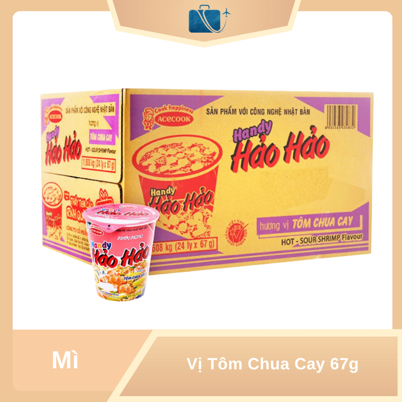 Thùng 24 Ly Mì Handy Hảo Hảo Tôm Chua Cay 67g