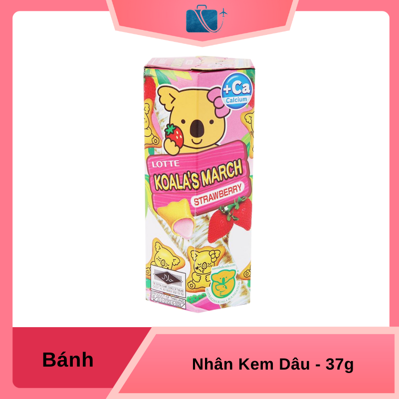 Bánh Gấu Nhân Kem Dâu Lotte Koala's March 37g