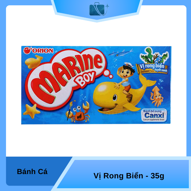 Bánh Cá Orion Marine Boy Vị Rong Biển Tuyết Xanh 35g