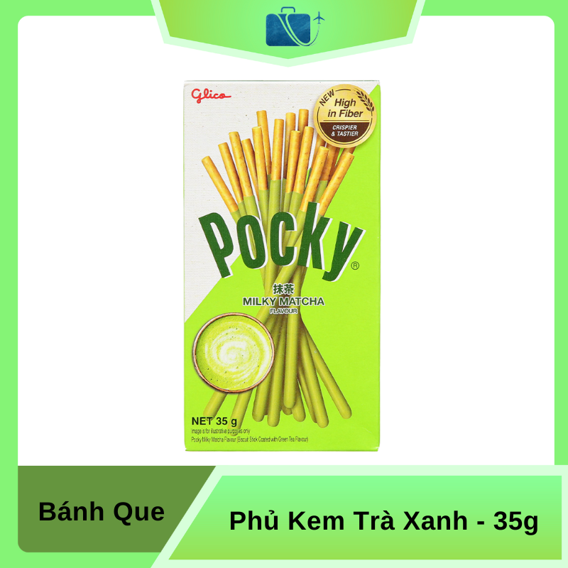 Bánh que Glico Pocky phủ kem trà xanh hộp 35g 