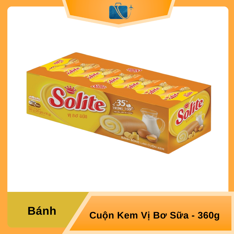 Bánh Bông Lan Cuộn Kem Vị Bơ Sữa Solite Hộp 360g