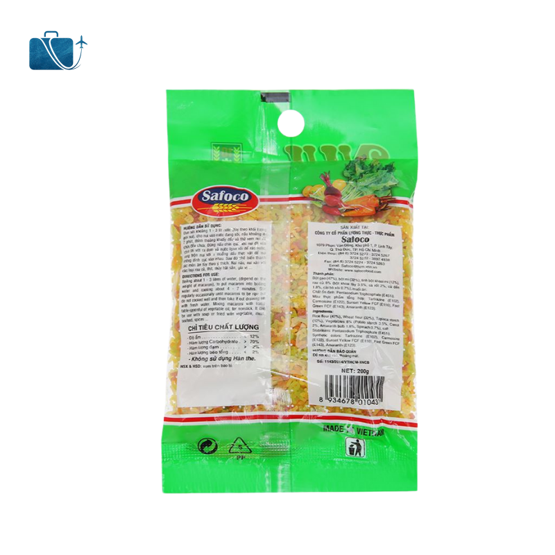 Nui Rau Củ Hình Chữ Safoco Gói 200g 3