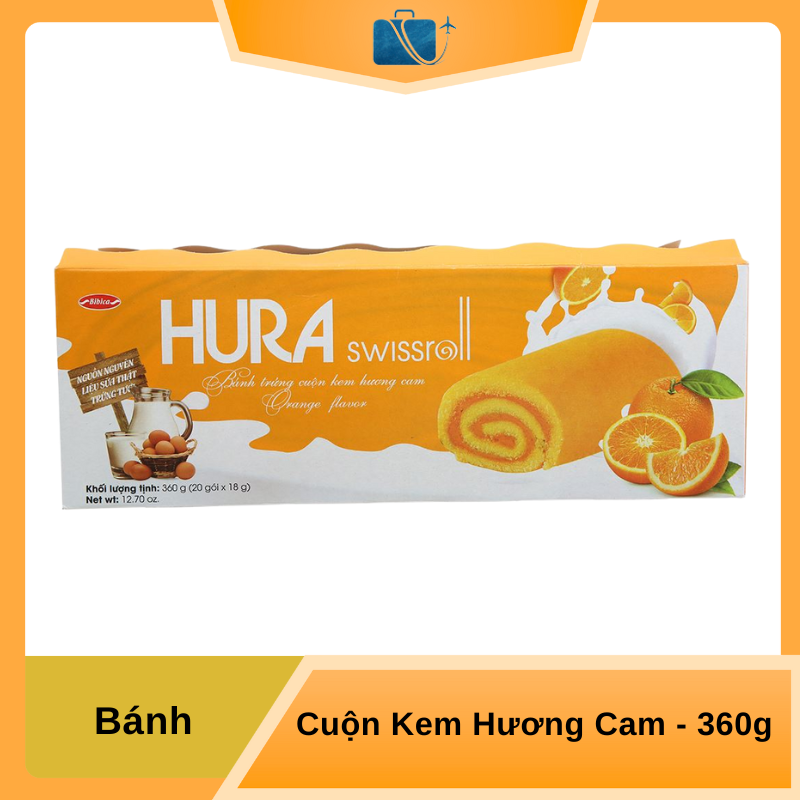 Bánh Trứng Cuộn Kem Hương Cam Hura Swissroll 360g