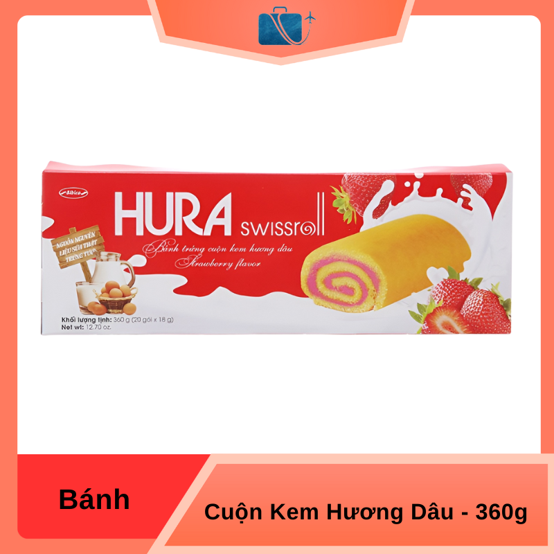 Bánh Trứng Cuộn Kem Hương Dâu Hura Swissroll 360g