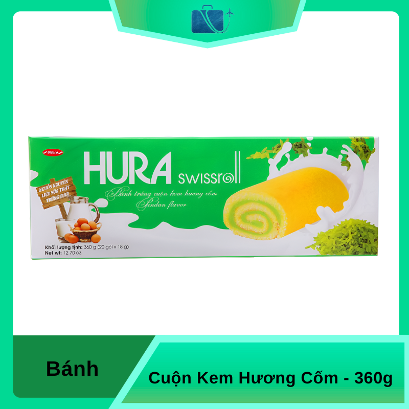 Bánh Trứng Cuộn Kem Hương Cốm Hura Swissroll 360g