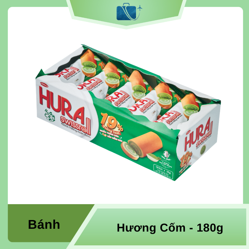 Bánh Bông Lan Hura Swissroll Hương Cốm Hộp Giấy 180g