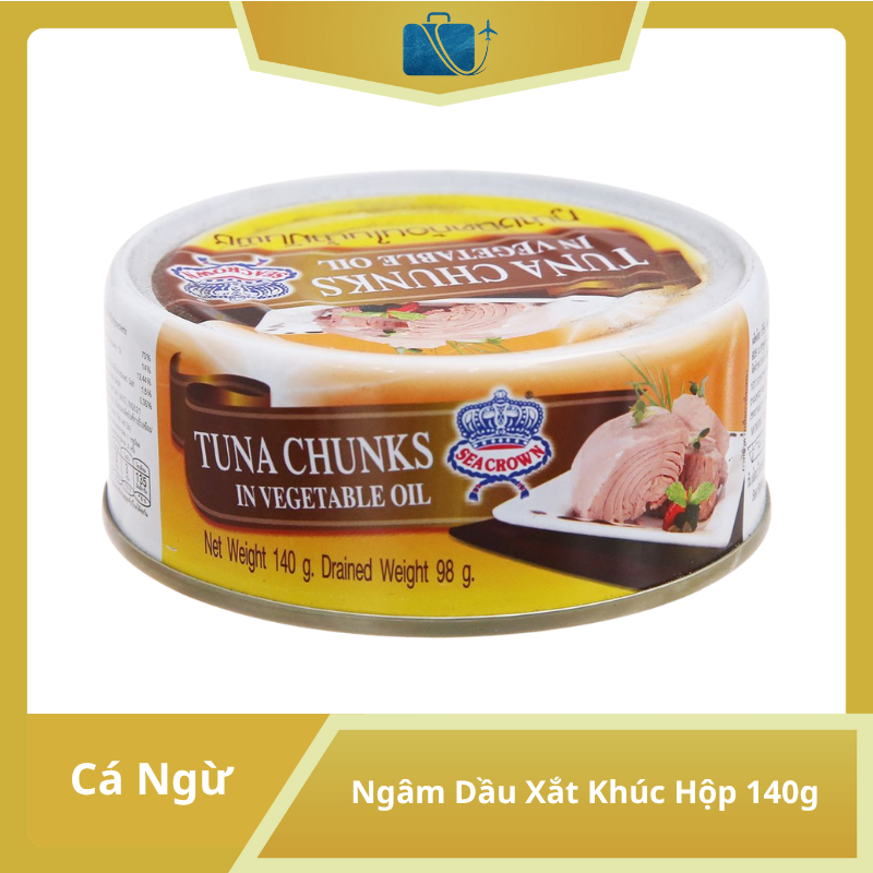 Cá Ngừ Ngâm Dầu Xắt Khúc Sea Crown Hộp 140g
