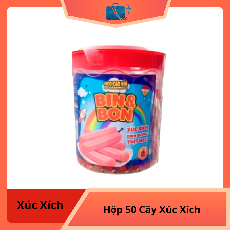 Hộp 50 Cây Xúc Xích Heo Cao Bồi Bin & Bon Masan