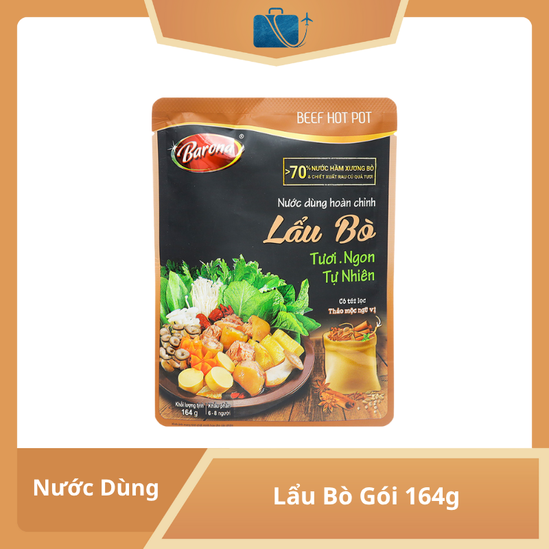 Nước Dùng Hoàn Chỉnh Lẩu Bò Barona Gói 164g