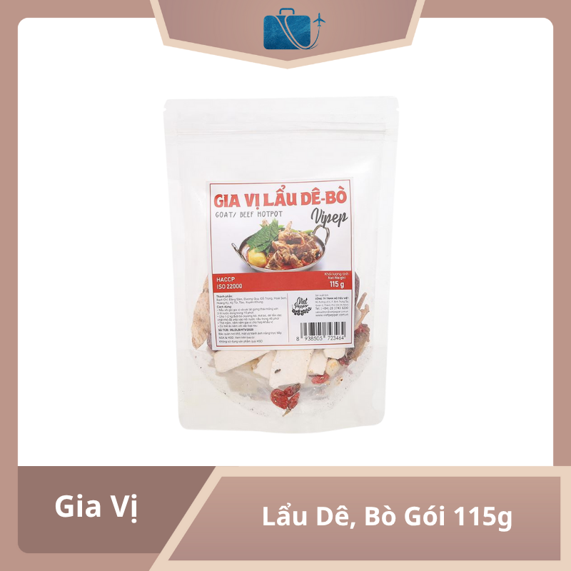 Gia Vị Lẩu Dê, Bò Vipep Gói 115g