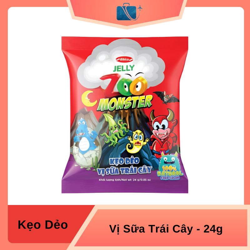 Kẹo Dẻo Vị Sữa Trái Cây Bibica Zoo Monster Gói 24g