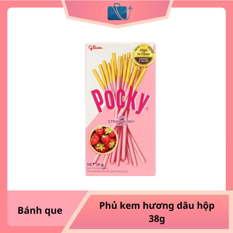 Bánh Que Glico Pocky Phủ Kem Hương Dâu Hộp 38g