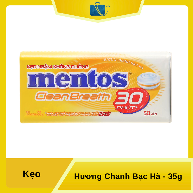 Kẹo ngậm không đường chanh bạc hà Mentos hộp 35g