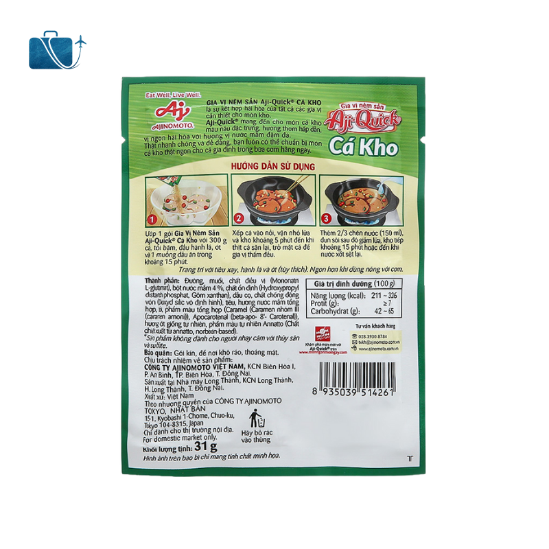 Gia Vị Nêm Sẵn Cá Kho Aji-Quick 31g 2