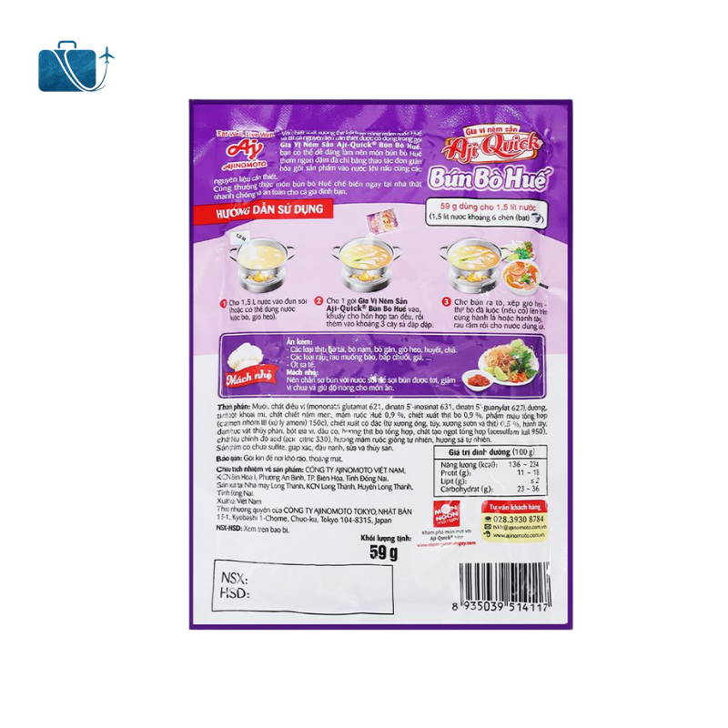 Gia Vị Nêm Sẵn Nấu Bún Bò Huế Aji-Quick Gói 59g 2