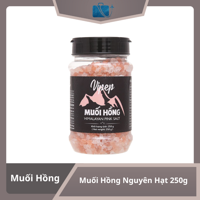 Muối Hồng Himalaya Nguyên Hạt Vipep Hũ Nhựa 250g