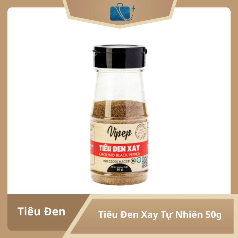 Tiêu Đen Xay Tự Nhiên Vipep Hũ Nhựa 50g