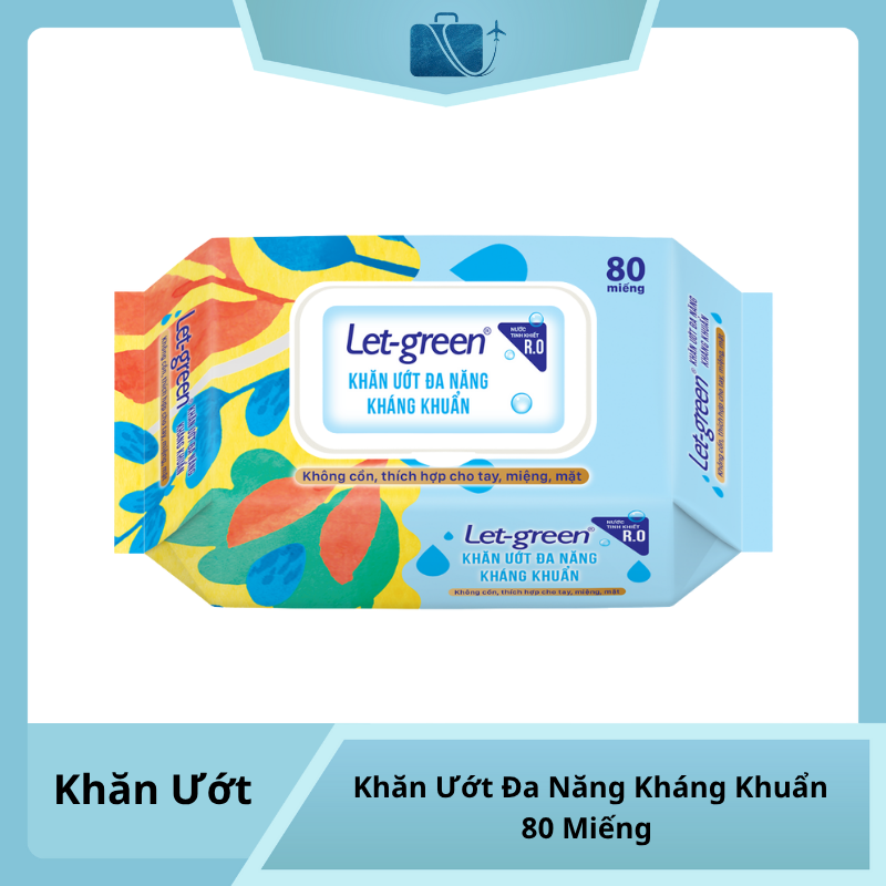 Khăn Ướt Đa Năng Kháng Khuẩn Let-Green 80 Miếng Không Mùi
