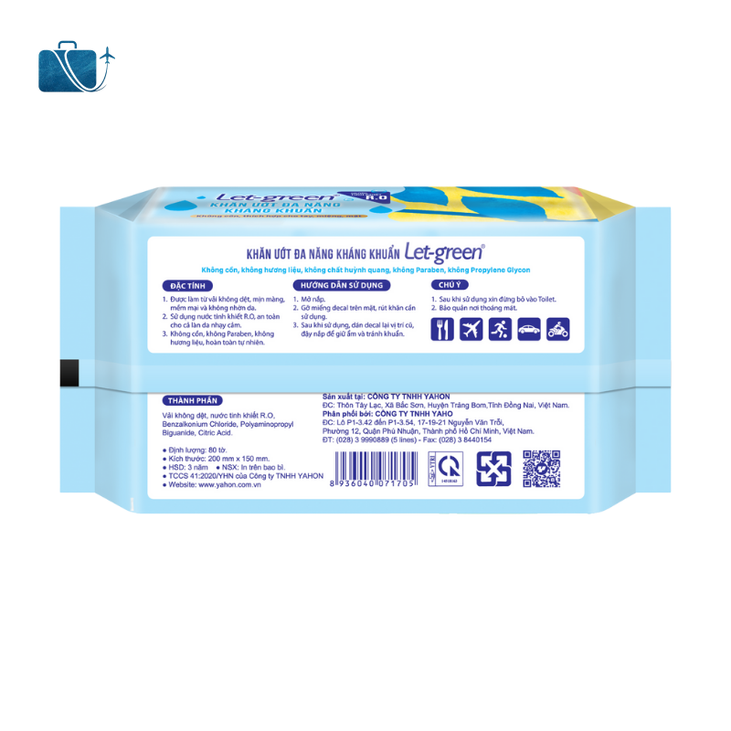 Khăn Ướt Đa Năng Kháng Khuẩn Let-Green 80 Miếng Không Mùi 2