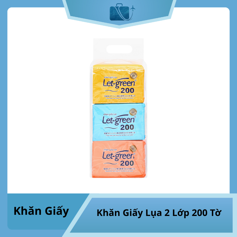 Lốc 3 Gói Khăn Giấy Lụa Let-Green 2 Lớp 200 Tờ