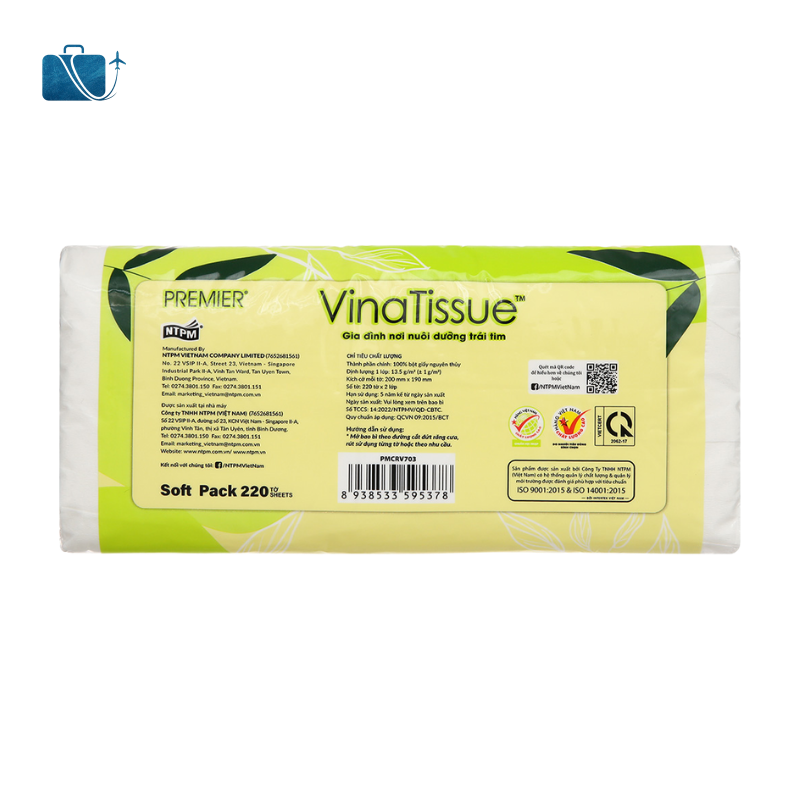 Khăn Giấy Lụa PREMIER VinaTissue 2 Lớp 220 Tờ 2