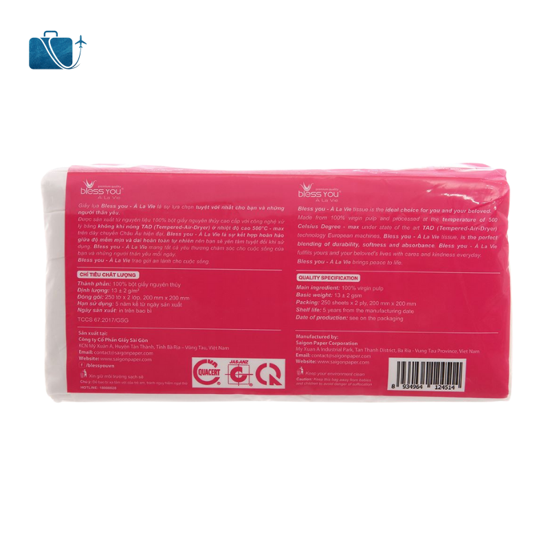 Khăn Giấy Lụa Rút 2 Lớp Bless You À La Vie – 250 Tờ 2