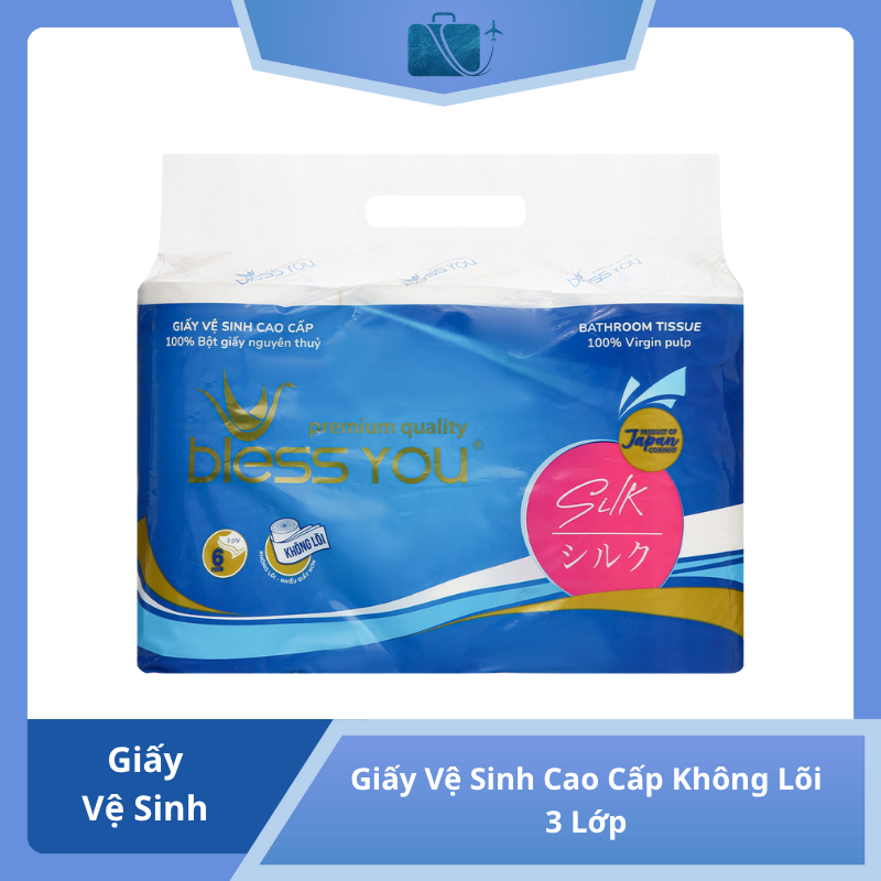 Giấy Vệ Sinh Cao Cấp Không Lõi Bless You 3 Lớp (Lốc 6 Cuộn)