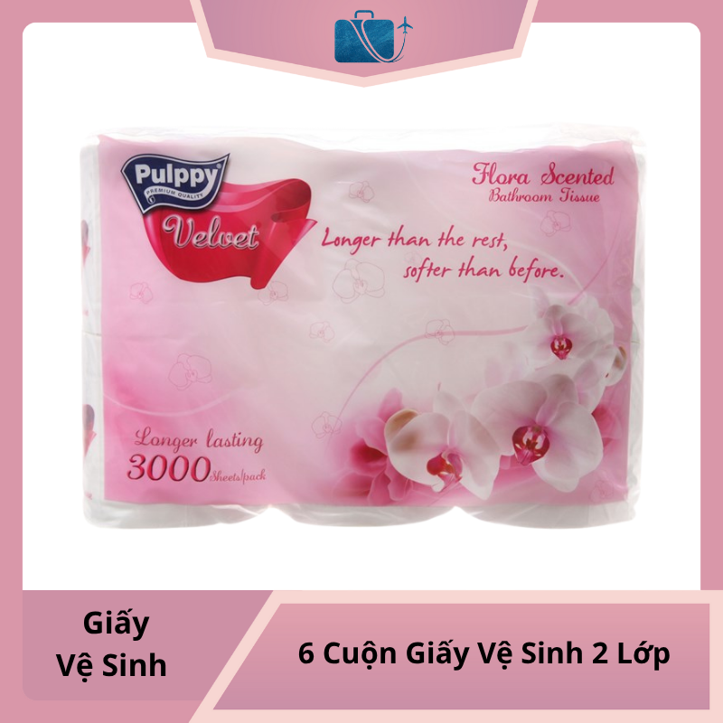 6 Cuộn Giấy Vệ Sinh Pulppy Velvet 2 Lớp
