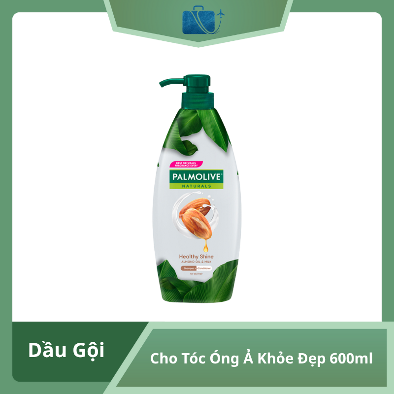 Dầu Gội Cho Tóc Óng Ả Khỏe Đẹp Palmolive Naturals Healthy Shine Almond Oil & Milk 600ml