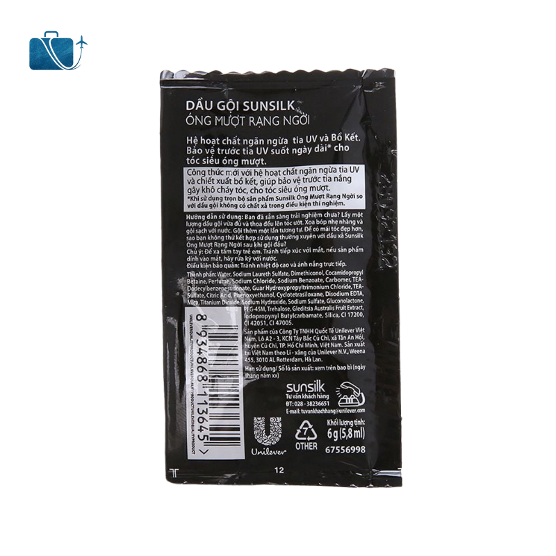 Dầu Gội Sunsilk Óng Mượt Rạng Ngời Dây 6g x 10 Gói 2