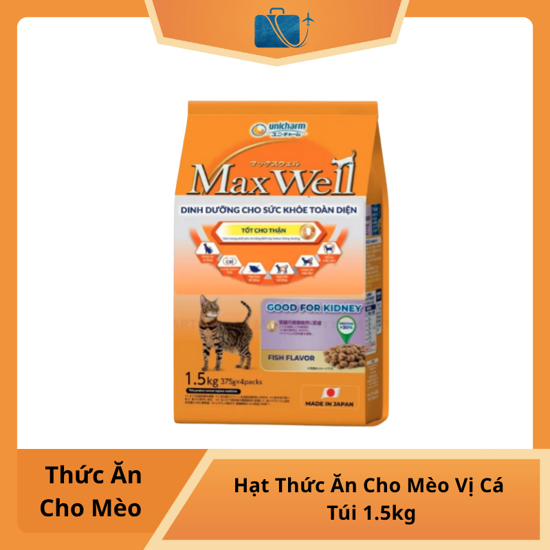Hạt Thức Ăn Cho Mèo Max Well Vị Cá Túi 1.5kg